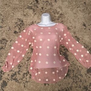 Yuni Yuni Polka Dot Sheer Pink Blouse